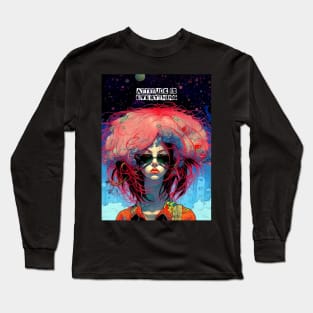 Attitude is Everything: Featuring a Hippie Girl or Young Hippie Woman on a Dark Background Long Sleeve T-Shirt